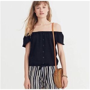 Madewell Texture & Thread Black Off the Shoulder Top Women’s Small
